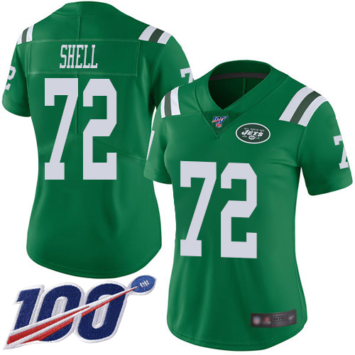 New York Jets Limited Green Women Brandon Shell Jersey NFL Football 72 100th Season Rush Vapor Untouchable